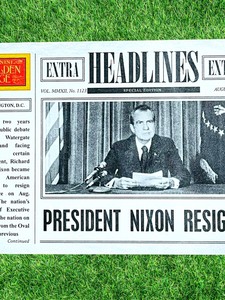 RARE 2012 PANINI GOLDEN AGE "HEADLINES" PRESIDENT RICHARD NIXON RESIGNS CARD #12