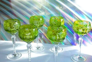 NACHTMANN KRISTALL-GLAS - 6 WEINGLÄSER RESEDA TRAUBE-HELLGRÜN-Überfanggläser RAR - Bild 1 von 14