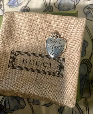Gucci Sterling Silver “Blind For Love” Heart Pendant W/ Box & Papers New!  - Image 1 of 4