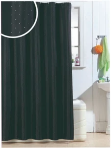 Duschvorhang & Haken Glitzer schwarz Diamanten - maschinenwaschbar, 100% Polyester - Bild 1 von 5