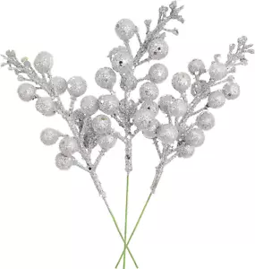 14 Pack Christmas Glitter Berries Stems Clearance, 7.8 Inch Artificial Christmas - Picture 1 of 6