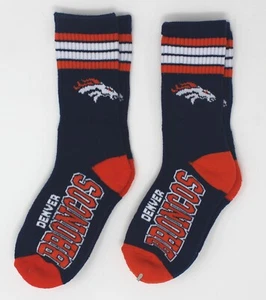 Denver Broncos NFL 4-Stripe Deuce *2 Pairs* Crew Socks *Youth Size - Picture 1 of 3