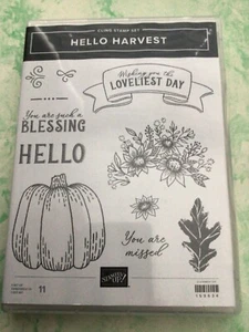 New SET of 11 Stampin Up Hello Harvest Cling Stamps Cardmaking 159634 Pumpkin - Picture 1 of 3