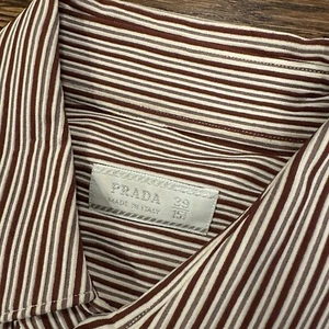 Prada Men's Short Sleeve Shirt Button Up stripes 39 15.5 - Picture 1 of 7