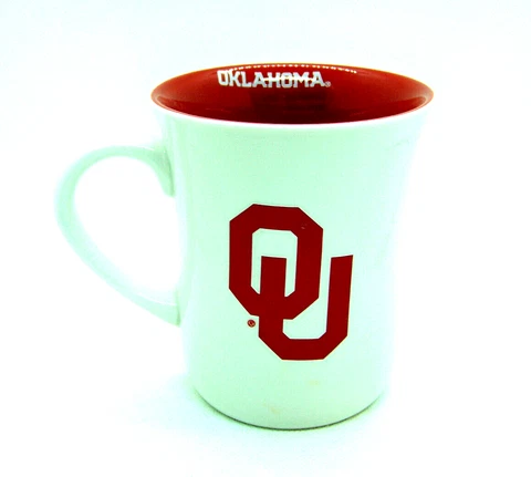 Oklahoma Sooners NCAA Red Interior Fluted Ceramic Coffee Mug Tea Cup 15 oz Cover