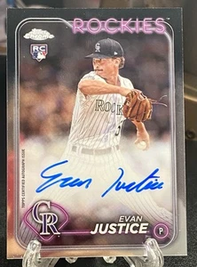 2024 Topps Chrome #RA-EJ Evan Justice Auto Autograph RC Rookie Card Rockies - Picture 1 of 2
