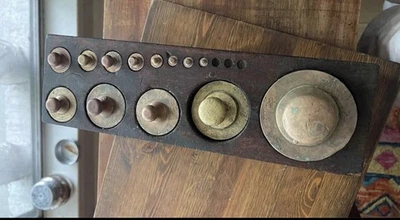 老式古董药剂师黄铜重量套装 — 第 1/4 张图片