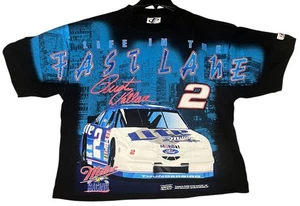 Vintage 90s Rusty Wallace #2 Miller Racing NASCAR T-Shirt XL Logo All Over Print - Bild 1 von 6