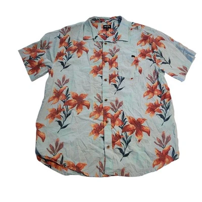 Billabong Hawaiian Shirt Light Blue Floral Hibiscus Short Sleeve Mens XL EUC  - Изображение 1 из 4