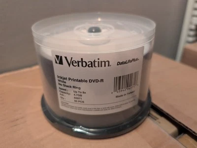 50 Verbatim 94971 DVD-R 4.7 GB 8x White inkjet Printable NEW SEALED - Image 1 of 3
