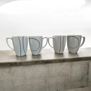 Set of 4 Corelle Coordinates Simple Lines Mugs Cups Porcelain Coffee Tea - Picture 1 of 5