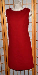 Talbots Petites Cranberry Red Wool Crepe Blend Sheath Lined Career Dress Sz. 8P - Picture 1 of 6