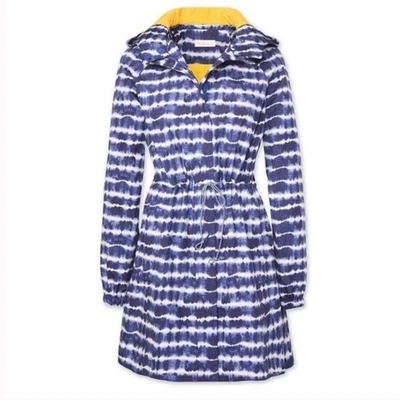 Tory Burch Hubert Tie Dye Hooded Anorak Jacket Size 6 Blue White Yellow - Image 1 of 4