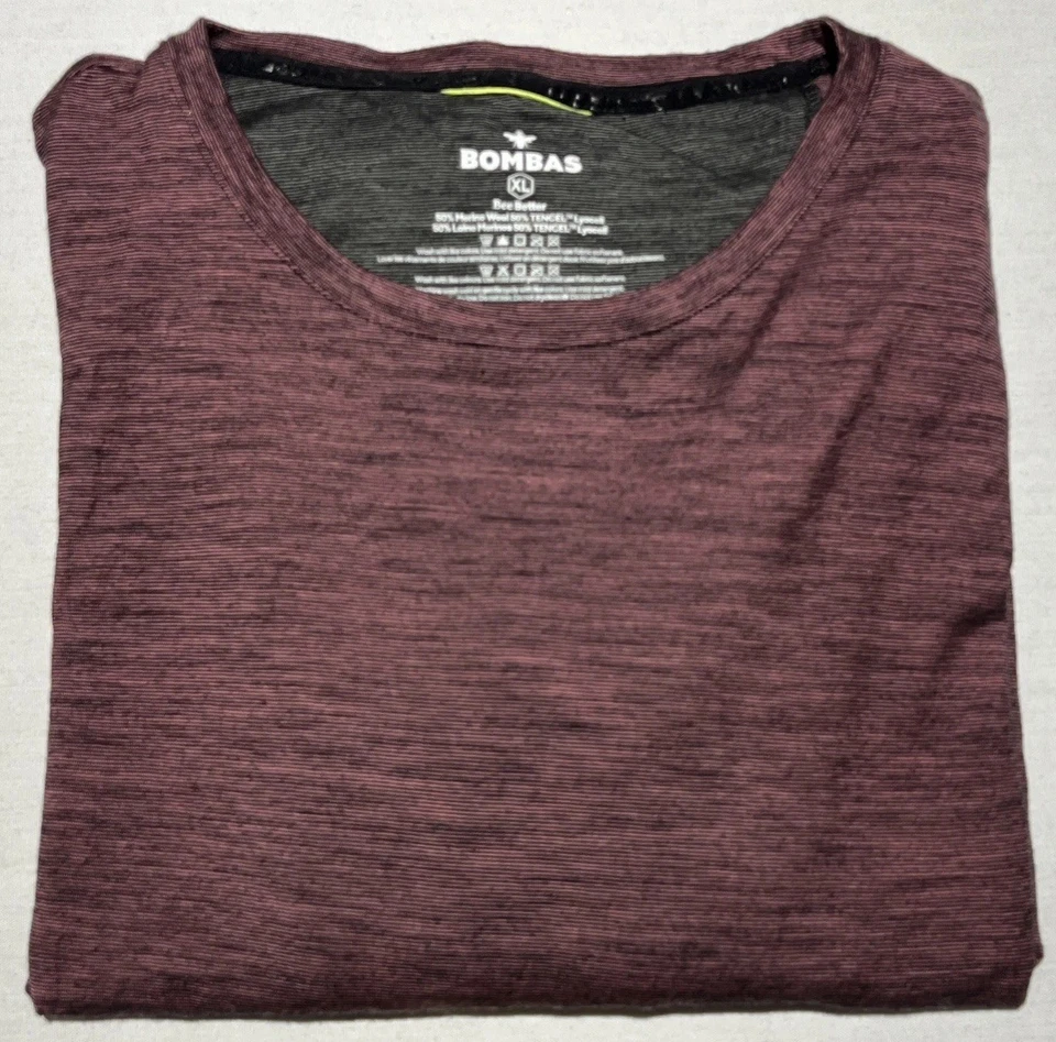 Camisa Bombas Bee Better Manga Larga Mezcla Merino Mujer XL Borgoña Rayas -F430 Foto 1 de 4