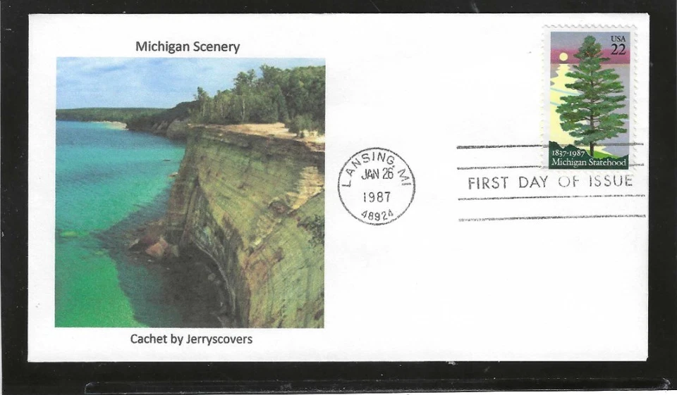 MICHIGAN STATEHOOD FDC 1987 LANSING, MI JERRY'S COVERS ONLY 1 MADE - Image 1 of 1