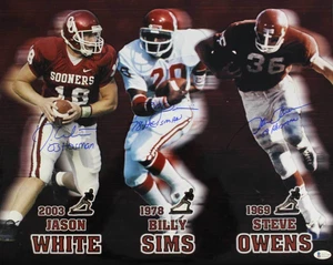 Oklahoma Sooners Signed 16x20 Photo Owens Sims & White Heisman BAS 31352 - Picture 1 of 1
