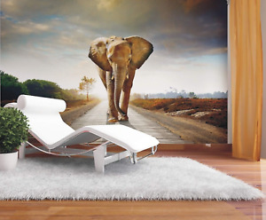 Elephant bedroom photo wallpaper brown wall mural decor 360x270cm Animal