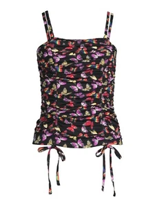 No Boundaries Juniors Black Butterflies Double Ruched Tank Top Large (11/13) - Picture 1 of 4