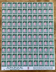 VTG Charity/Cinderella Stamps-OMAHA HOME FOR BOYS-1 Sheet/100 Stamps, 1920-1962 - Picture 1 of 3