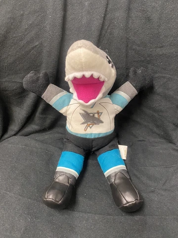 SJ Sharkie San Jose Sharks mascot stuffed plush bean bag 9" tall White Jersey Cover
