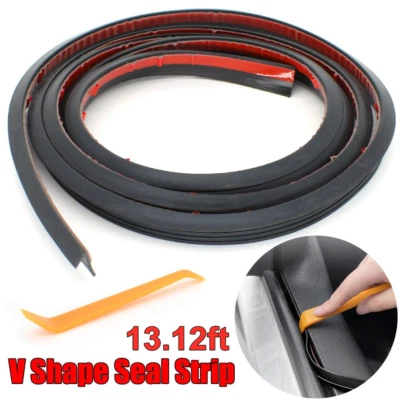 13ft For Cadillac V Shape Car Side Window Edge Moulding Rubber Door Seal Strips - Image 1 of 4