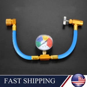NEW R134A Car Air Conditioning Recharge Measure Kit Hose Gas Gauge AC USA STOCK - Picture 1 of 10