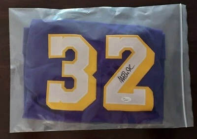 MAGIC JOHNSON #32 Autographed Jersey With Stats JSA COA - Los Angeles Lakers - Image 1 of 3