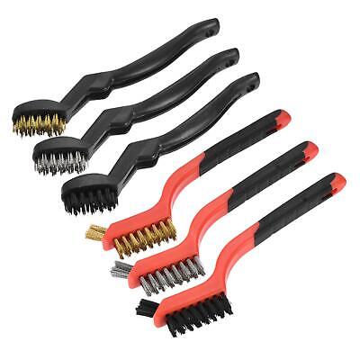 6Pcs Stainless Steel & Brass & Nylon Wire Brush Set Curved Handle • 14.14£