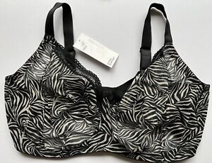 M&S Fabulous Mesh Black White Extra Support Underwired Full Cup Bra 40GG BNWT