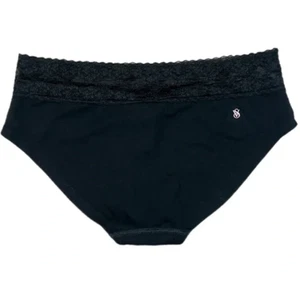 Victoria's Secret Hiphugger-Höschen Baumwolle niedriger Bund Spitze Taille schwarz Medium neu - Bild 1 von 3