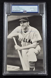 LOU BOUDREAU Signed Real Photo Postcard-HALL OF FAME-CLEVELAND INDIANS-PSA - Picture 1 of 4
