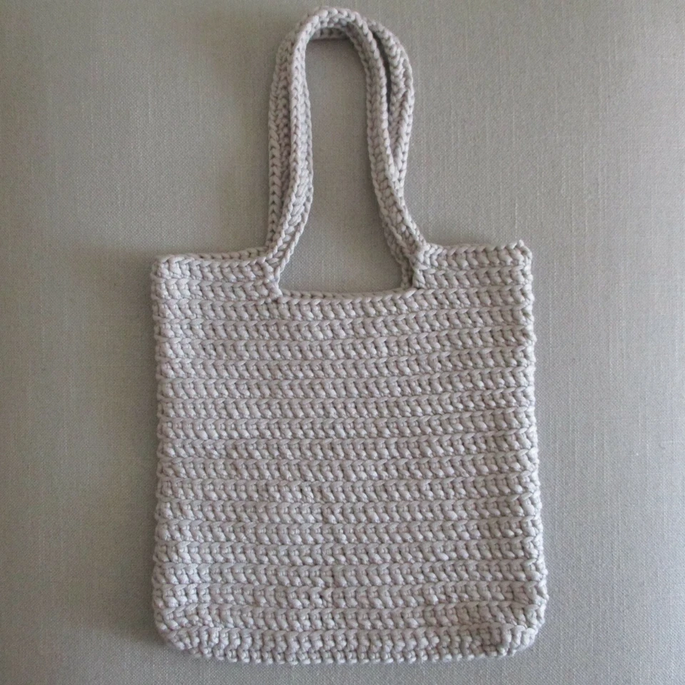 Jazberryz Handmade Crochet Market Bag Tote Acrylic/Nylon Pale Grey New - image 1 of 2
