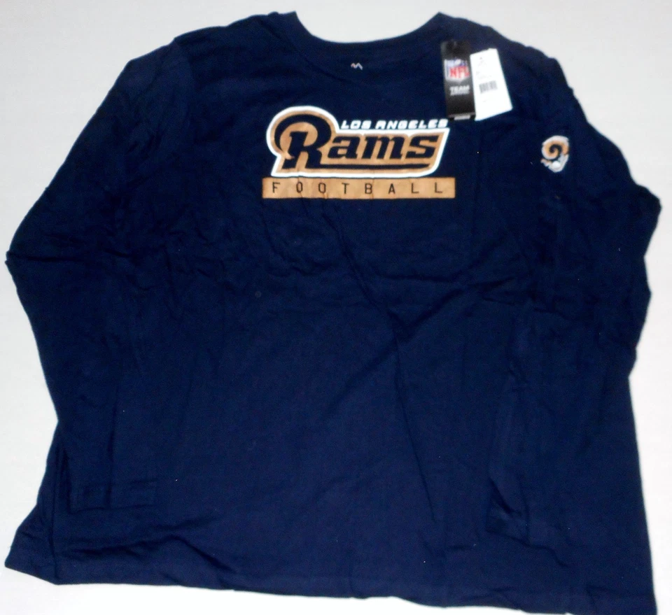 LOS ANGELES RAMS WOMEN'S MAJESTIC LONG SLEEVE 100% COTTON T SHIRT 2X 3X 4X NWT - Image 1 of 1