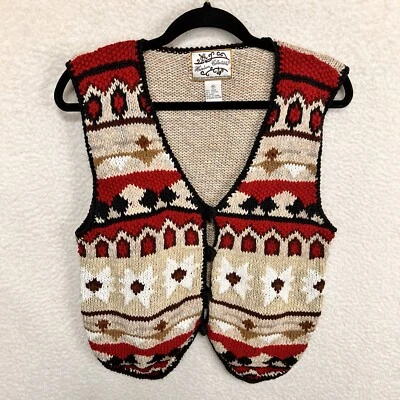 Chaleco Suéter Tejido Vintage Reliquia Coleccionables Mujer M Azteca Geométrico Foto 1 de 4
