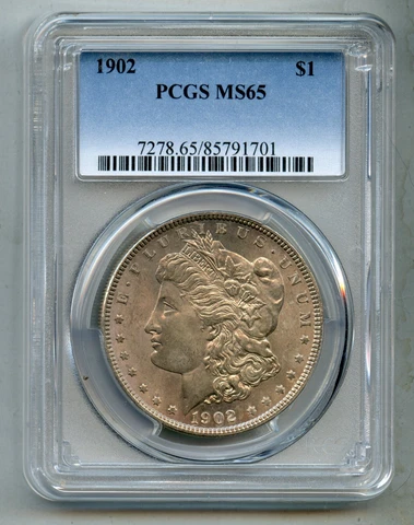 1902 Morgan Silver Dollar PCGS MS 65 Cover