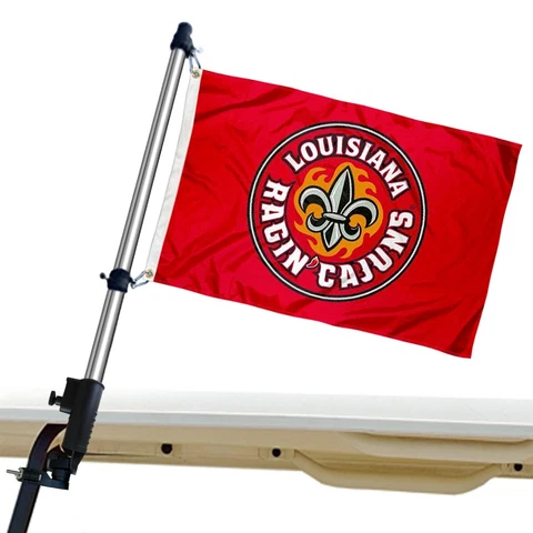 Louisiana Lafayette Ragin Cajuns Golf Cart Flag and Flagpole Mount Holder Cover
