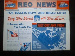 REO News Truck Brochure Pamphlet Jan 1944 Original 9.5x12.5" 6 double-pgs - Picture 1 of 4