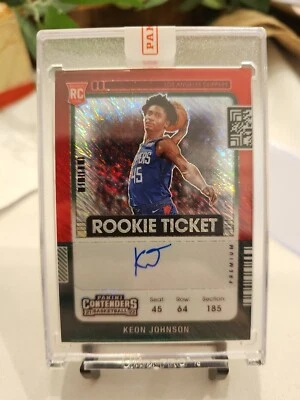 2022 KEON JOHNSON contenders вариация сезонный билет премиум-издание зеленый с АВТОГРАФОМ - Изображение 1 из 2