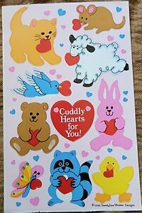 Vintage 1984 Cuddly Hearts For You! SandyLion Stcker Designs Excellent!