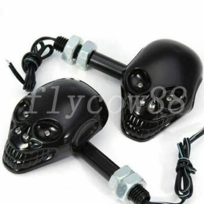 2PCS Black Skull Turn Signal Light Lamps For Suzuki GSXR600 GSXR750 GSXR1000 - Image 1 of 4