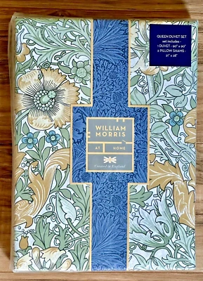 3-Pc William Morris Compton Sage Queen Duvet Set Floral Botanical Green Gold - Image 1 of 2