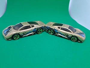 Vintage Hot Wheels 1992 Gold Jaguar x1220 Diecast Car Mattel *Lot Of 2* - Picture 1 of 6