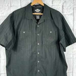 Harley Davidson schwarz mit grauen Streifen Knopfleiste Garage Mechaniker Hemd XL W13 - Bild 1 von 8