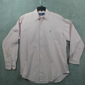 Polo Ralph Lauren Pink Stripe Flesh Pony Long Sleeve Button Up Shirt Men Size L - Picture 1 of 10