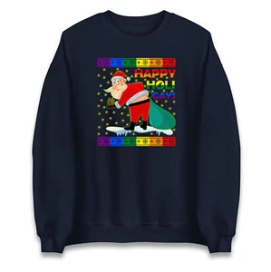 Happy Holi Gays Santa Funny Christmas Sweatshirt,Ugly Christmas Jumper - Picture 1 of 6