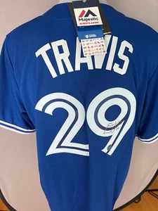 MLB Majestic Toronto Blue Jays Devon Travis Signed Jersey New w/Tags & Pic w/COA - Picture 1 of 8