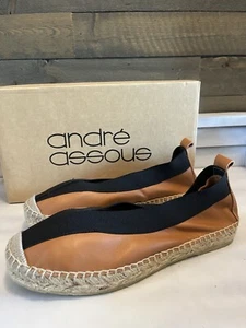 New Andre Assous Lulu size 8 Leather The Original Espadrille Ballet Flats - Picture 1 of 9