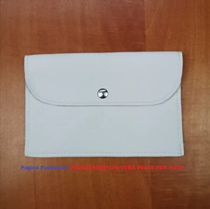 Porta documenti libretto BIANCO auto moto artigianale Vera Pelle MADE IN ITALY - Foto 1 di 7