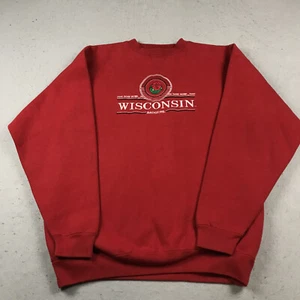 VINTAGE Wisconsin Badgers Sweatshirt Mens XL Red Rose Bowl Crewneck NCAA Cadre - Picture 1 of 9