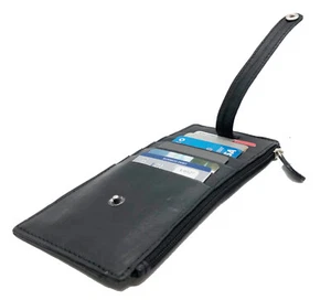 Black Leather Women's Multi Cards ID Holder Stacker Wallet with Zip Pocket NR - Picture 1 of 7